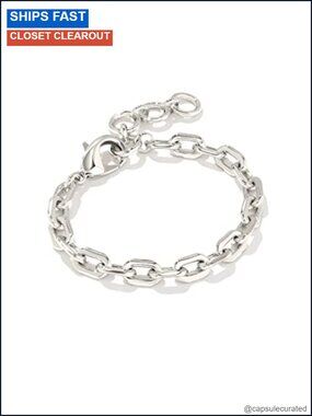 Silver Plated Brass Chain Link Bracelet with Extender